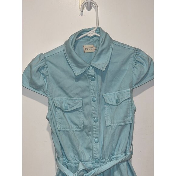 Alice + Olivia Miranda Puff Sleeve Denim Mini Dress in Rockstar Blue Size 4 - Picture 5 of 12